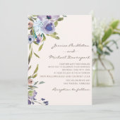 Elegant Lilac Lila Dusty Blue Floral Wedding Einladung (Stehend Vorderseite)
