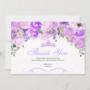 Elegant Lilac Lila Floral Quinceanera Vielen Dank Dankeskarte