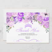 Elegant Lilac Lila Floral Quinceanera Vielen Dank Dankeskarte (Vorderseite)