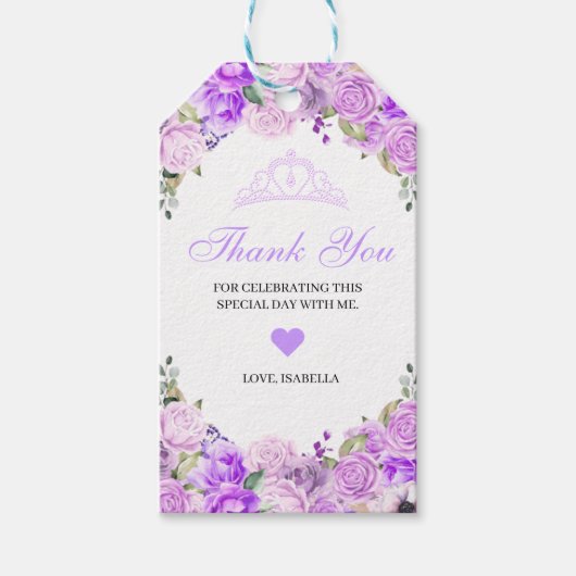 Elegant Lilac Lila Floral Vielen Dank, dass Sie di Geschenkanhänger (Vorderseite)
