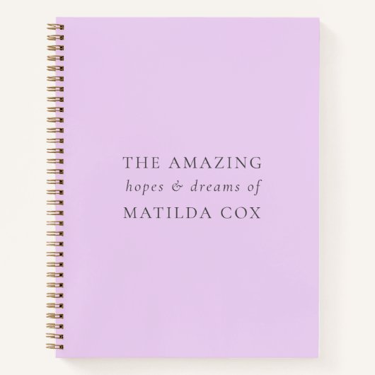 Elegant Lilac Lila Hopes and Dreams Journal Notizblock (Vorderseite)