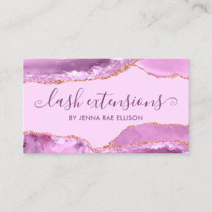 Elegant Lilac Lila Marble Agate Lash Extension Visitenkarte