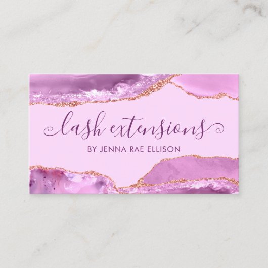 Elegant Lilac Lila Marble Agate Lash Extension Visitenkarte (Vorderseite)