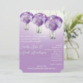 Elegant Lilac Lila Mason Jar Firefly Wedding Einladung (Stehend Vorderseite)