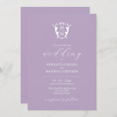 Elegant Lilac Lila Monogram Wedding Einladungen (Vorne/Hinten)