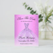 Elegant Lilac Lila Quinceanera Save the Date Postkarte (Stehend Vorderseite)