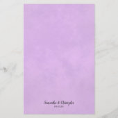 Elegant Lilac Lila Rose Budget Wedding Menu (Rückseite)