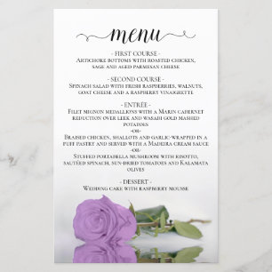 Elegant Lilac Lila Rose Budget Wedding Menu