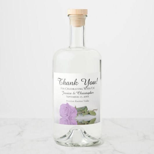 Elegant Lilac Lila Rose Chic Wedding Vielen Dank Alkoholflaschenetikett (Vorderseite)