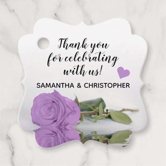 Elegant Lilac Lila Rose Hochzeit Vielen Dank Geschenkanhänger (Vorderseite)