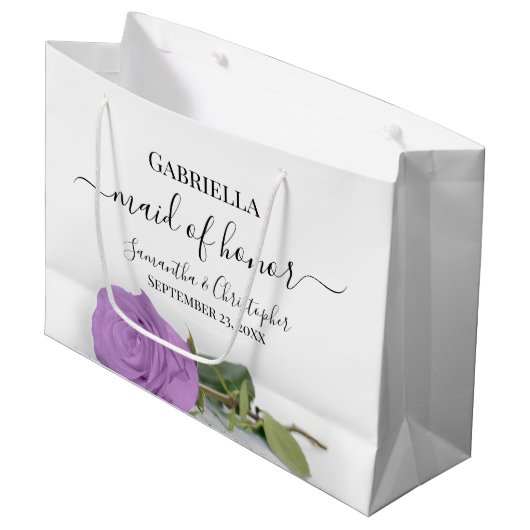 Elegant Lilac Lila Rose Trauzeugin Hochzeit Große Geschenktüte (Vorderseite Schrägansicht)