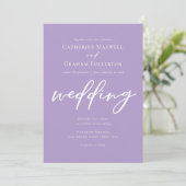 Elegant Lilac Lila Typografy Wedding Einladung (Stehend Vorderseite)