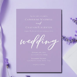 Elegant Lilac Lila Typografy Wedding Einladung