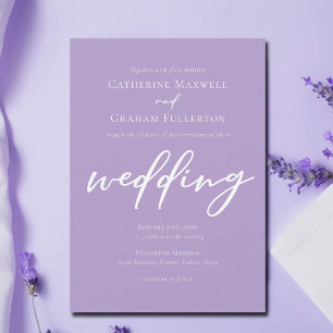 Elegant Lilac Lila Typografy Wedding Einladung
