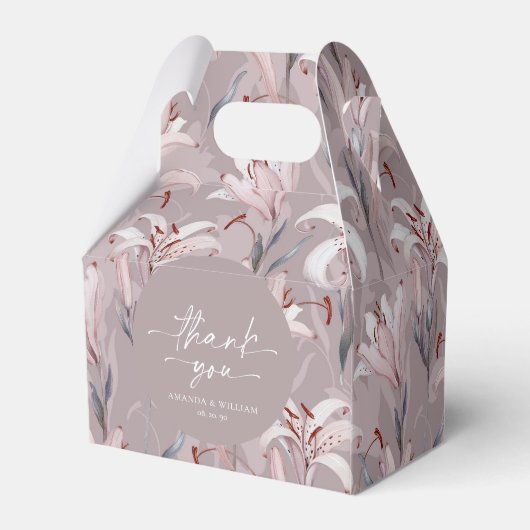 Elegant Lilac Lily Gastgeschenk Hochzeit Box Geschenkschachtel (Rückseite)