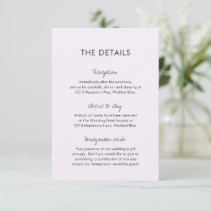 Elegant Lilac Moderne Hochzeit Begleitkarte