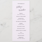 Elegant Lilac Moderne Hochzeit Programm (Vorderseite)