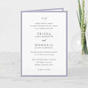 Elegant Lilac Monogram Modern Wedding Einladung
