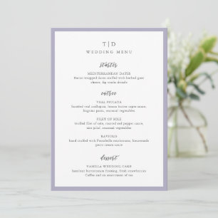 Elegant Lilac Monogram Modern Wedding Menükarte
