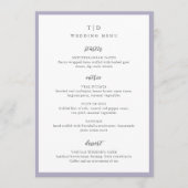 Elegant Lilac Monogram Modern Wedding Menükarte (Vorderseite)