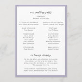 Elegant Lilac Monogram Modern Wedding Programm (Rückseite)