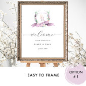 Elegant Lilac Pastel Monogram Wedding Welcome Sign Poster