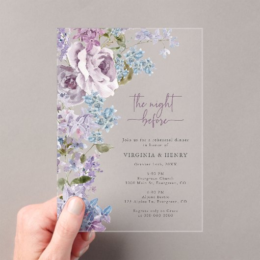 Elegant Lilac Probe Dinner Acryleinladungen (Insitu (Handheld))