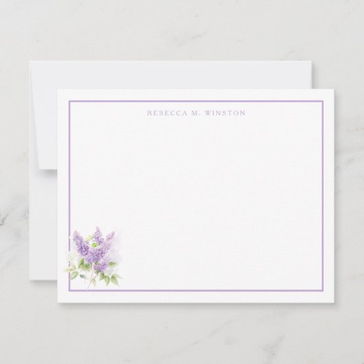 Elegant Lilac Purple Greenery Personalized  Mitteilungskarte (Vorderseite)