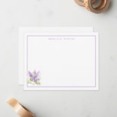 Elegant Lilac Purple Greenery Personalized  Mitteilungskarte (Vorderseite/Rückseite Beispiel)