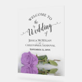 Elegant Lilac Purple Rose Romantic Wedding Welcome Acrylschild (Winkel)