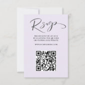 Elegant Lilac QR Code UAWG Wedding RSVP Karte (Vorderseite)
