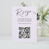 Elegant Lilac QR Code UAWG Wedding RSVP Karte (Stehend Vorderseite)