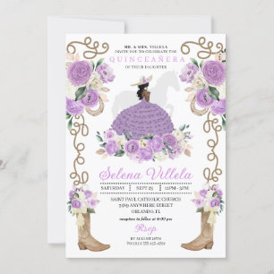Elegant Lilac Rustikaler Western Prinzessin Quince Einladung