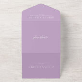 Elegant Lilac Script Monogram Wedding All In One Einladung (Außenbereich)