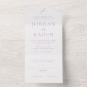 Elegant Lilac Script Monogram Wedding All In One Einladung (Innen Boden)