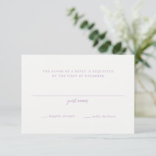 Elegant Lilac Script Monogram Wedding RSVP Karte