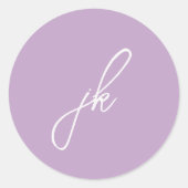 Elegant Lilac Script Monogram Wedding Runder Aufkleber (Vorderseite)
