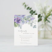 Elegant Lilac Succulent Eucalyptus Foliage Wedding RSVP Karte (Stehend Vorderseite)