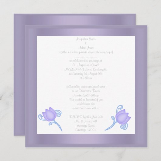 ELEGANT LILAC TULIP WEDING INVITATION EINLADUNG (Vorne/Hinten)