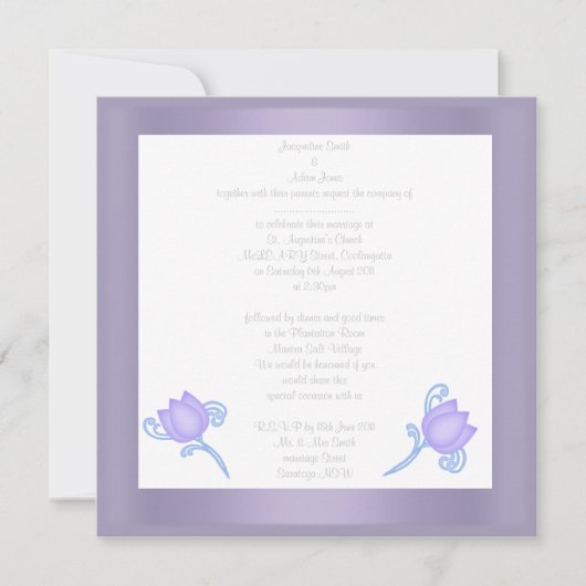 ELEGANT LILAC TULIP WEDING INVITATION EINLADUNG (Vorderseite)