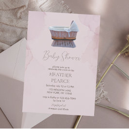 Elegant Lilac Vintag Bassinet Baby Shower Einladung