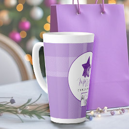 Elegant Lilac Violet Tartan Monogram Milchtasse