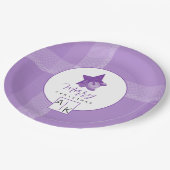 Elegant Lilac Violet Tartan Monogram Pappteller (Schrägansicht)