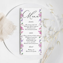 Elegant Lilac Watercolor Blume Hochzeit Menükarte