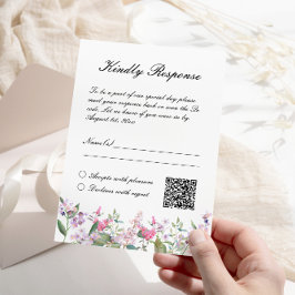 Elegant Lilac Watercolor Blume Hochzeit RSVP Karte