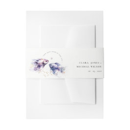 Elegant Lilac Watercolor Coastal Fish Wedding Einladungsbanderole