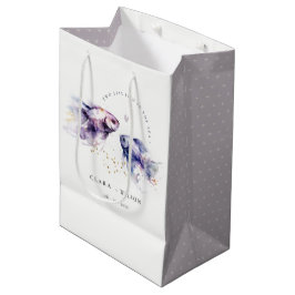 Elegant Lilac Watercolor Coastal Fish Wedding Mittlere Geschenktüte