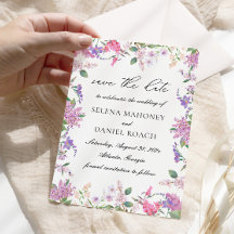 Elegant Lilac Watercolor Flowers Wedding