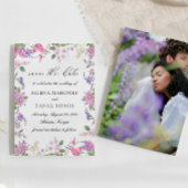 Elegant Lilac Watercolor Flowers Wedding Save The Date