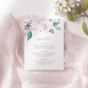 Elegant Lilac Watercolor Hochzeitsinformationen Begleitkarte